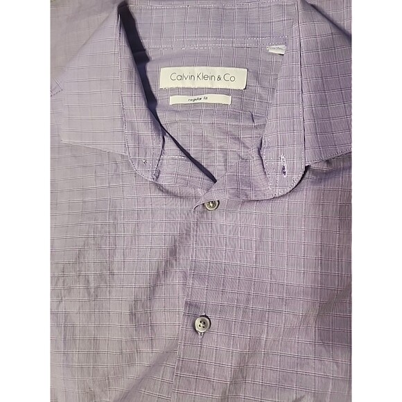Calvin Klein & Co Men’s Dress Shirt M Lavender Long Sleeve 15-15.5 32/33 - Picture 5 of 7